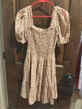 Altar'd State Cream Mini Dress with Pink Floral Print